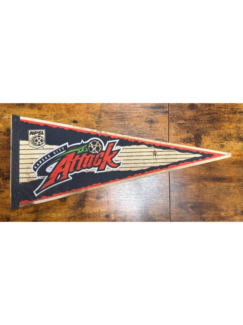 Vintage NPSL Kansas City Attack soccer pennant